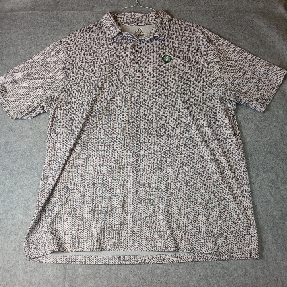 Ahead Golf Polo Mens XXL Gray Red Abstract Print Suburban Golf Club Performance